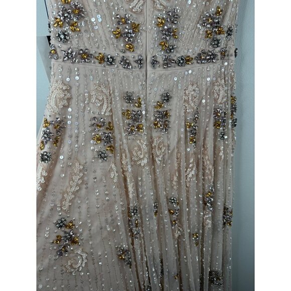 MAC DUGGAL 93575 Embellished Blush Wrap Over Sleeves A Line Gown Dress Size 2 - Picture 13 of 15